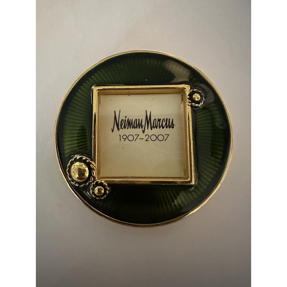 Jay Strongwater Neiman Marcus 1907-2007 Mini‎ Picture Frame Green Enamel Gold